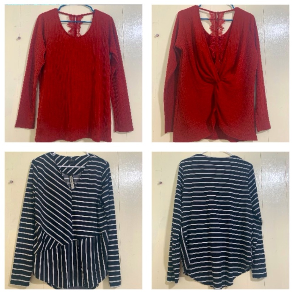 DAY Trip and Worthington  Bundle 2 New Sexy Stretch Long Sleeve Tops Size Large